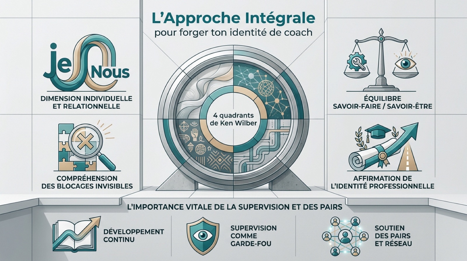 Représentation visuelle de l'approche intégrale pour le coaching professionnel